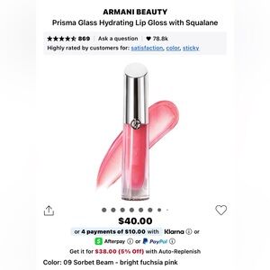 Giorgio Armani, Prisma glass lip gloss, sorbet beam 09